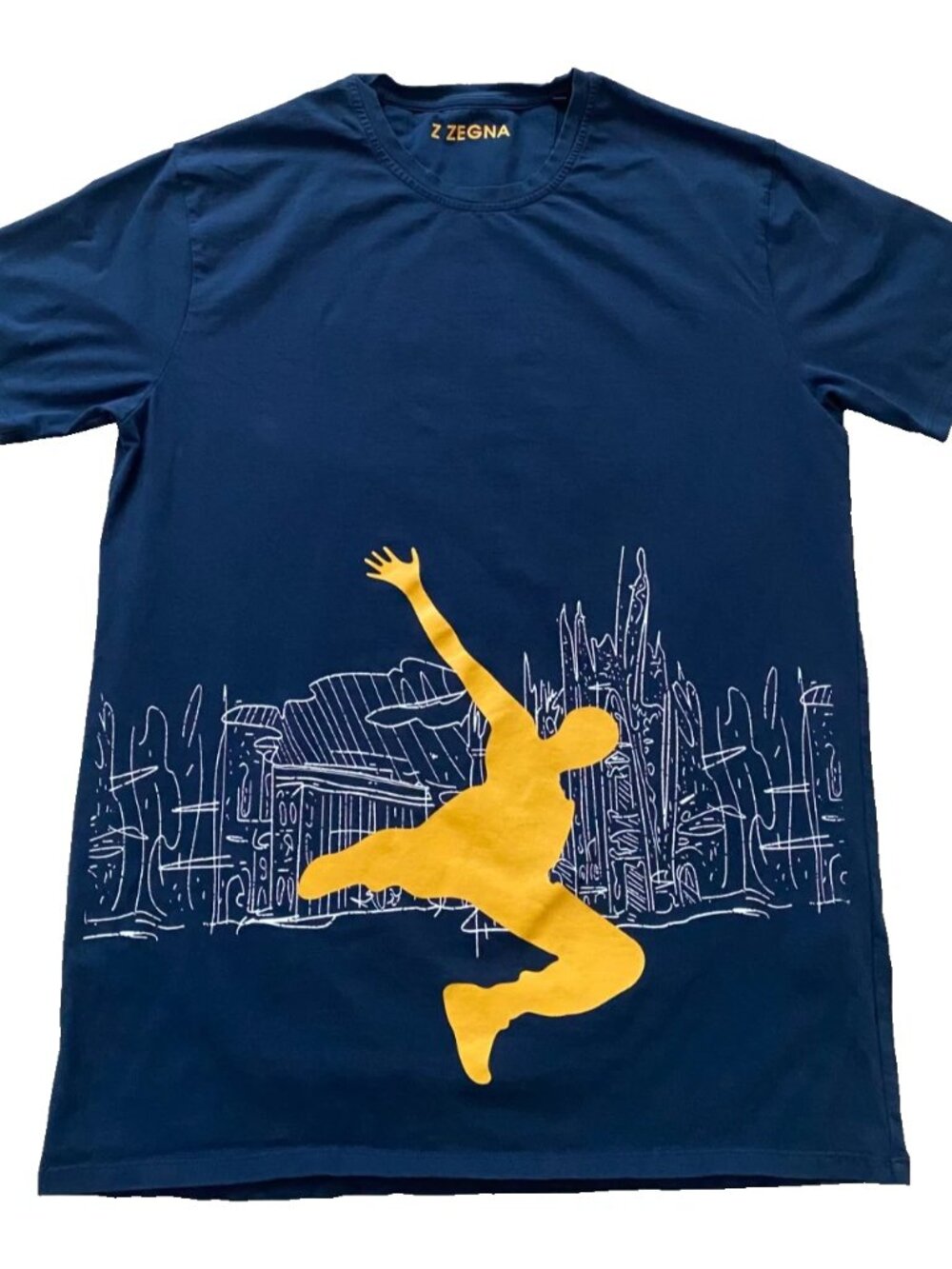 Z Zegna Sport Navy Blue Graphic Print T-Shirt